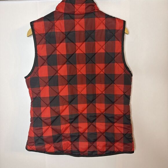 Cremieux Womens Buffalo Plaid Vest Large Quilted Jacket Red Black Gorpcore - Picture 7 of 9